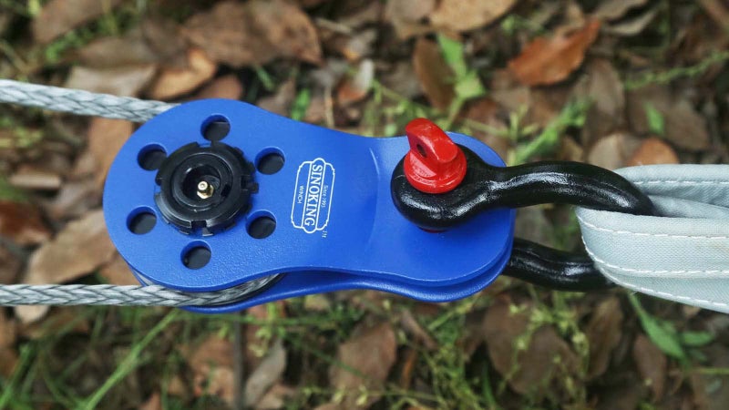 SINOKING Universal Fit Winch Snatch Block 22000lbs/10T Max Load Snatch Block Heavy Duty Rope Pulley Winch Accessories Blue Textured Coating (Blue) - Image 4